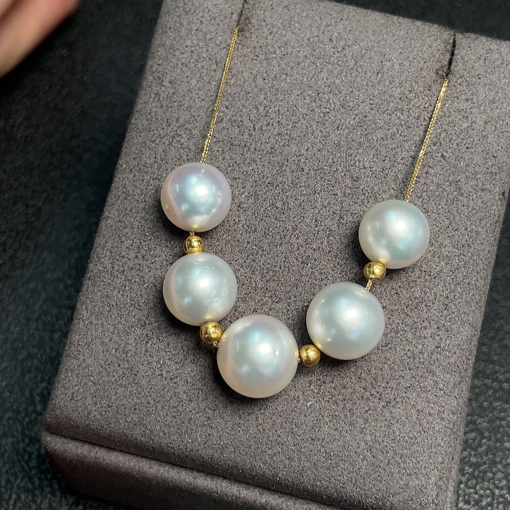 C32784191 Seawater Pearl Necklace 18K Gold Total Weight Approx.8.15g Size 9.2-10.8mm