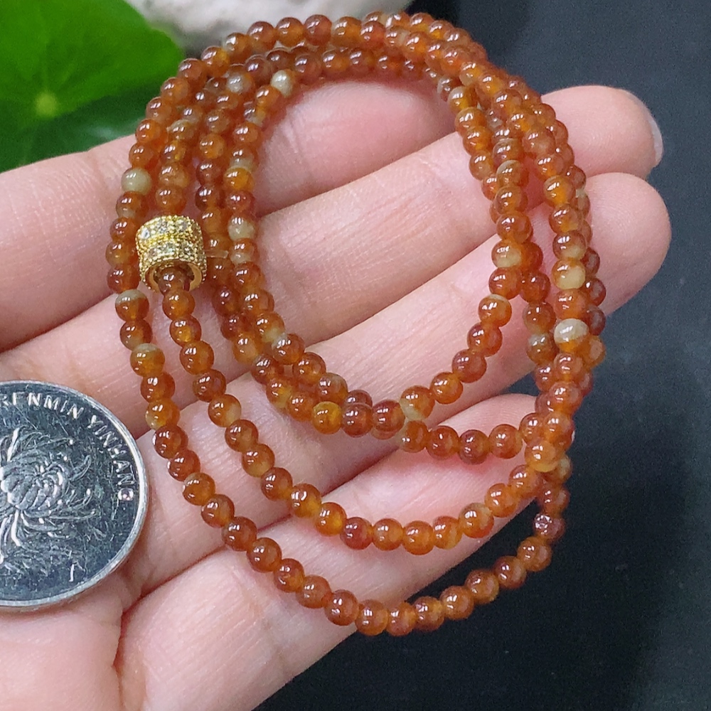 F35139541 Jadeite Bead Necklace Approximately 3.1mm Total Weight About 9.87g Non-Gold Clasp