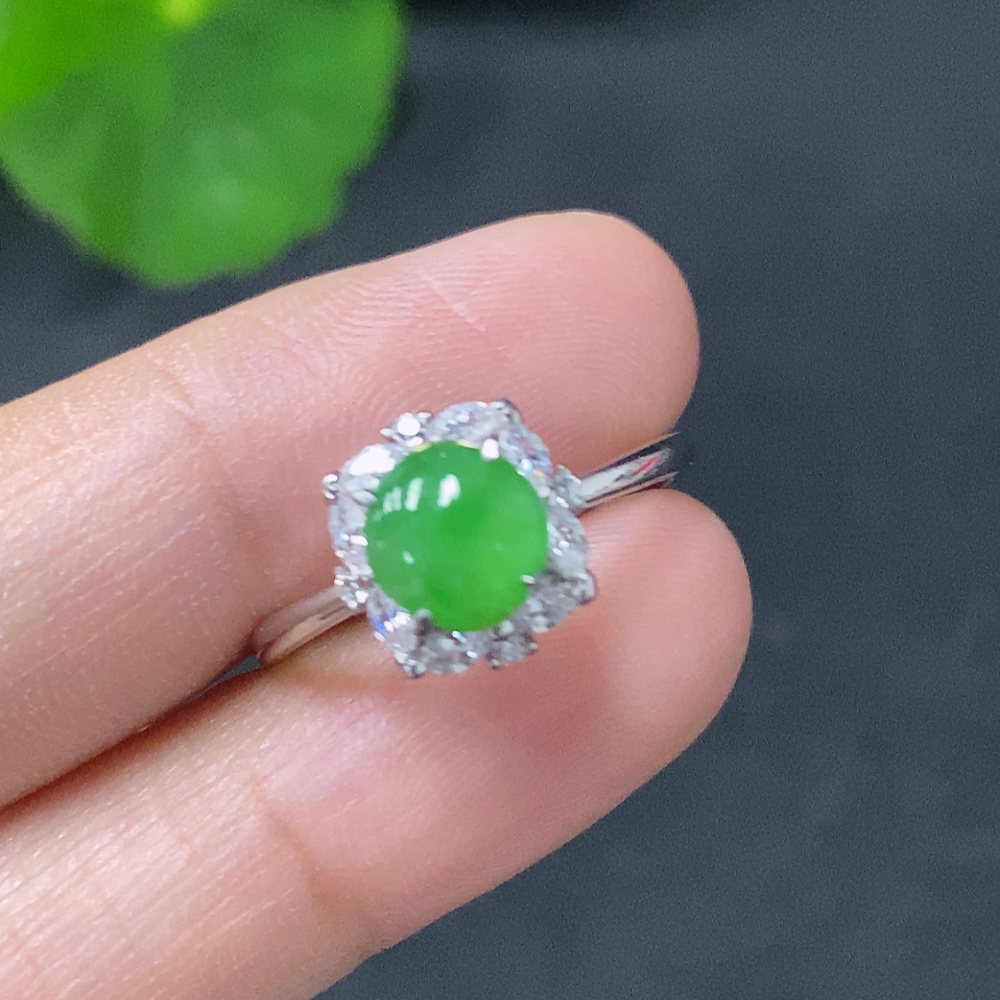 F31593646 Jadeite Inlaid Ring Non-Gold Adjustable Total Weight Approx. 1.97g