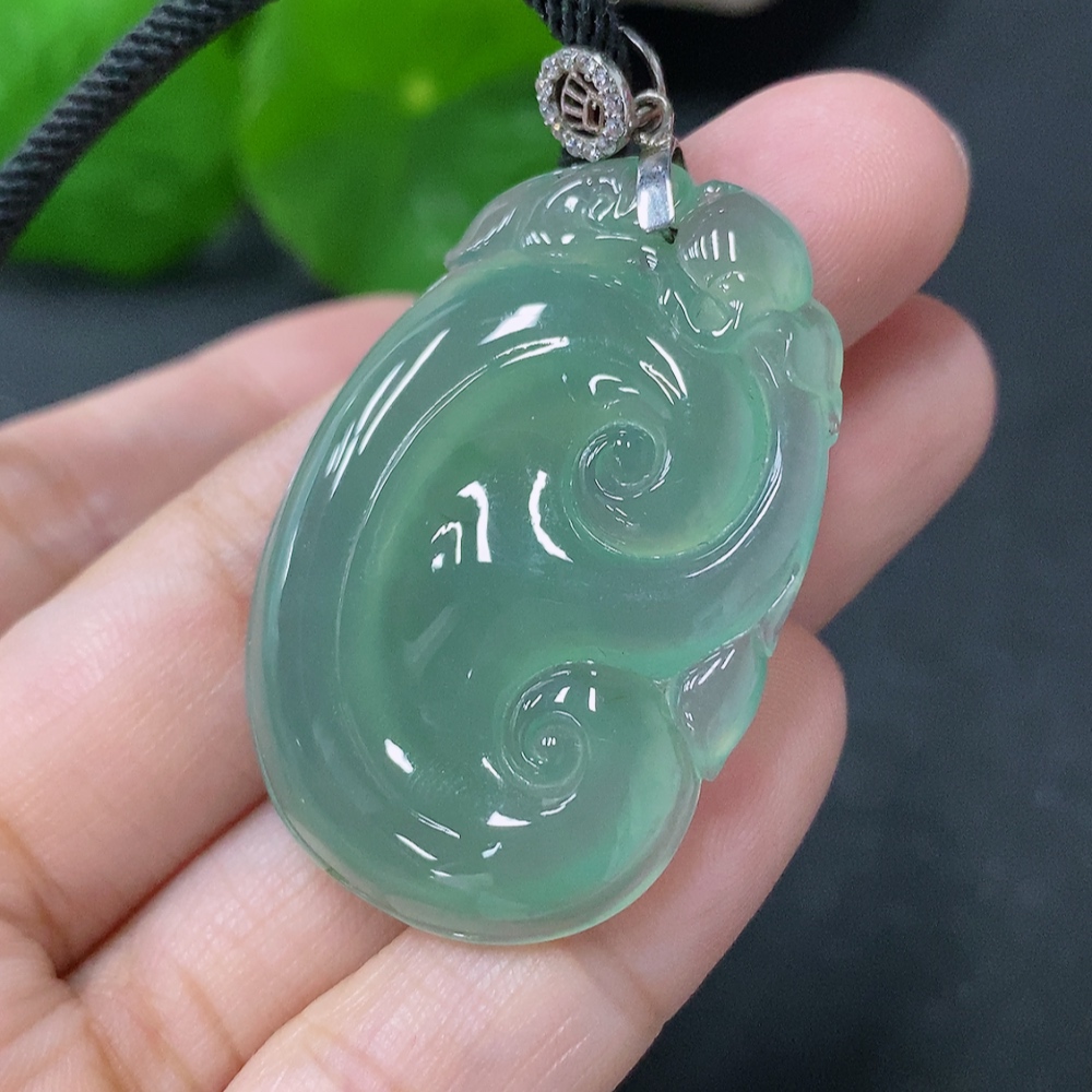 F33849550 Jadeite Pendant Ruyi Total Weight Approx. 15.7g Including Rope Non-Gold