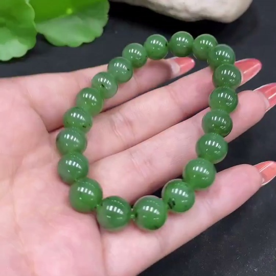 H35084008 Hetian Jade Jasper Bracelet, approx. 9.6mm, total weight approx. 28.1g