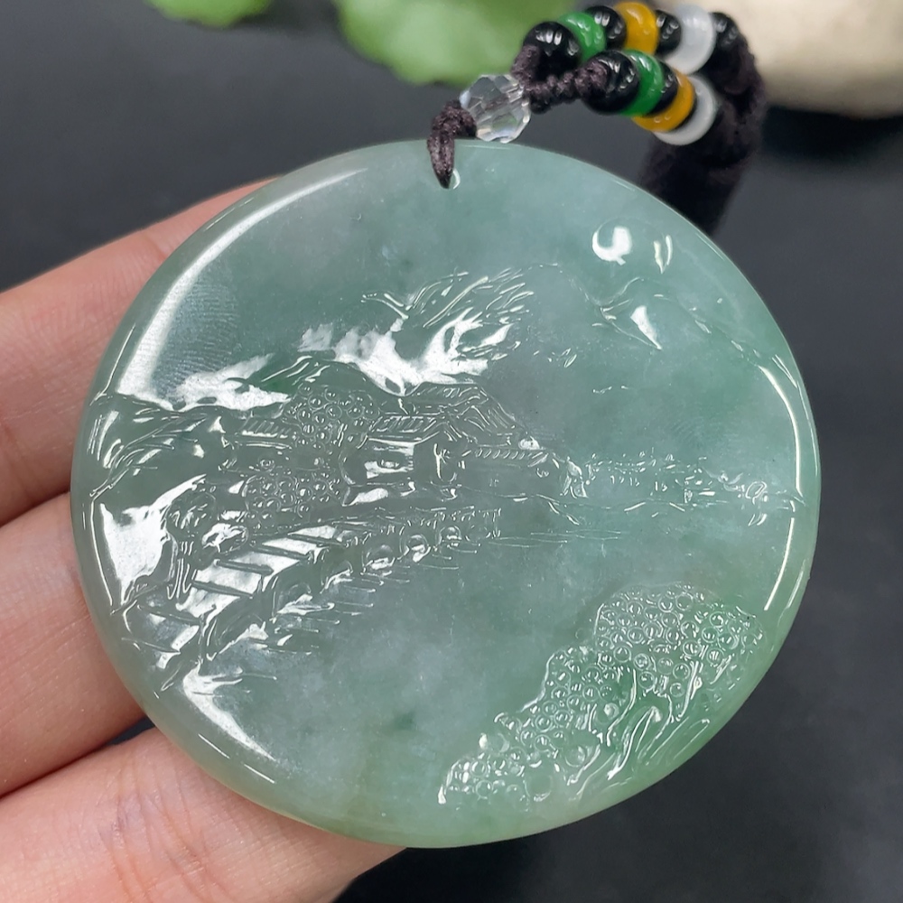 F19185303 Jadeite Landscape Pendant Total Weight 39.166g