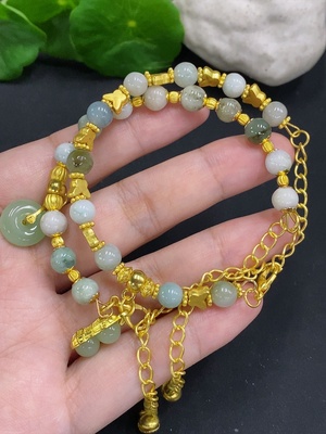 F34001796 Jadeite Beads Strand Sell as a Lot Non-Gold Setting (Contains Other Mineral Components) (Matching Beads Non-Grade A)