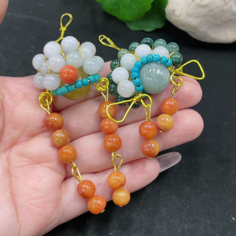 F35129067 Jadeite Beads Sell as a Lot Total Weight Approx. 43.95g Non-A Matching Beads Non-Gold