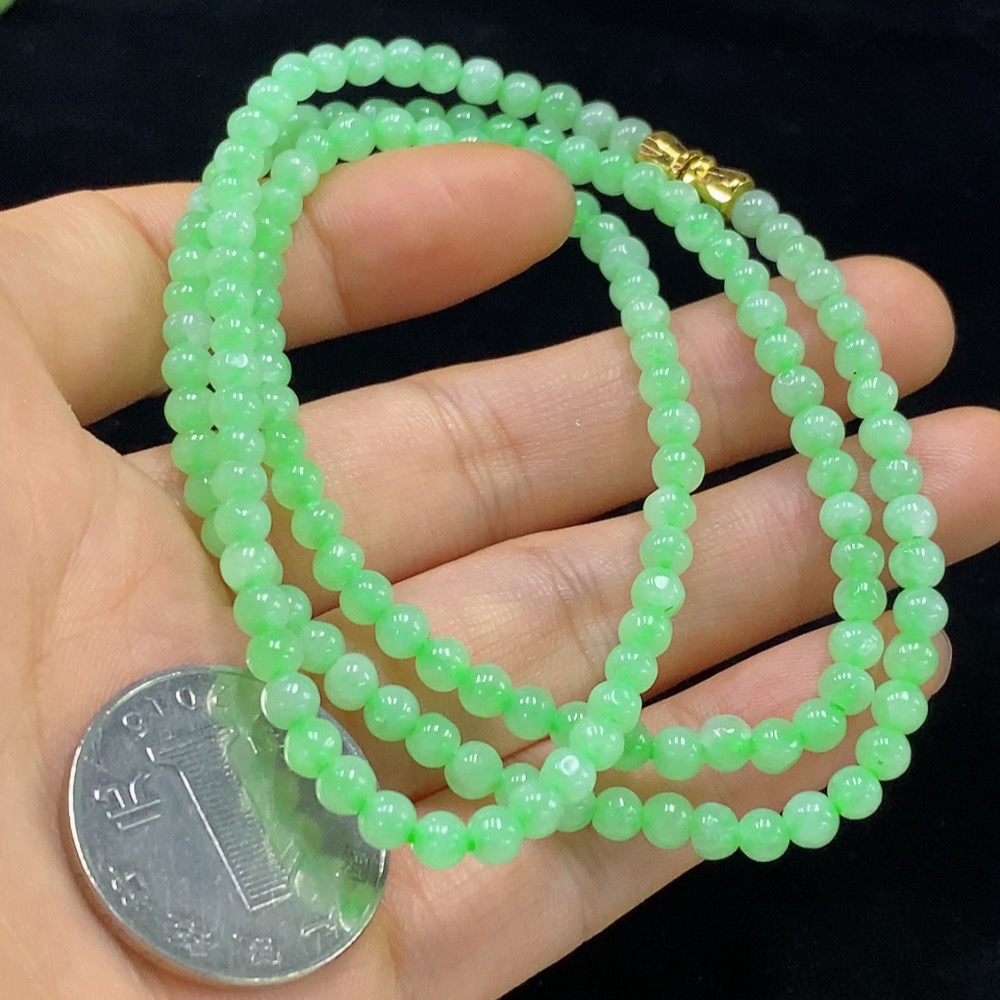 F33928902 Jadeite Bead Necklace, Approx. 4.2mm, Total Weight Approx. 19.14g, Non-Gold