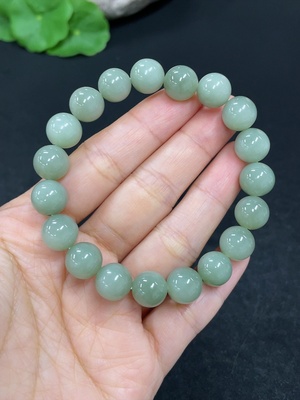 H46559572 和田玉手串   卡9.6mm左右     货品总重约28.3g