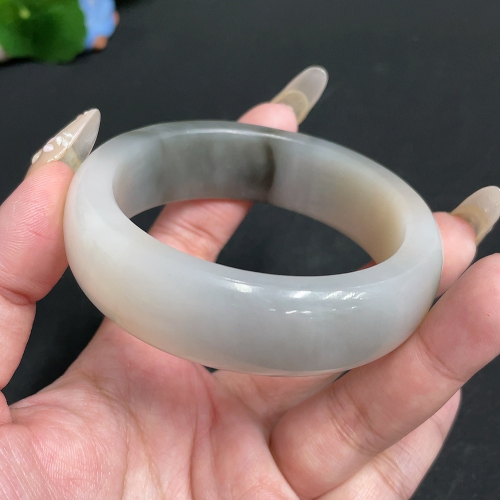 H28244193 Hetian Jade Round Bracelet - Prosperity in Full Bloom - Inner Diameter 59.3 - Total Weight Approx. 91.6g