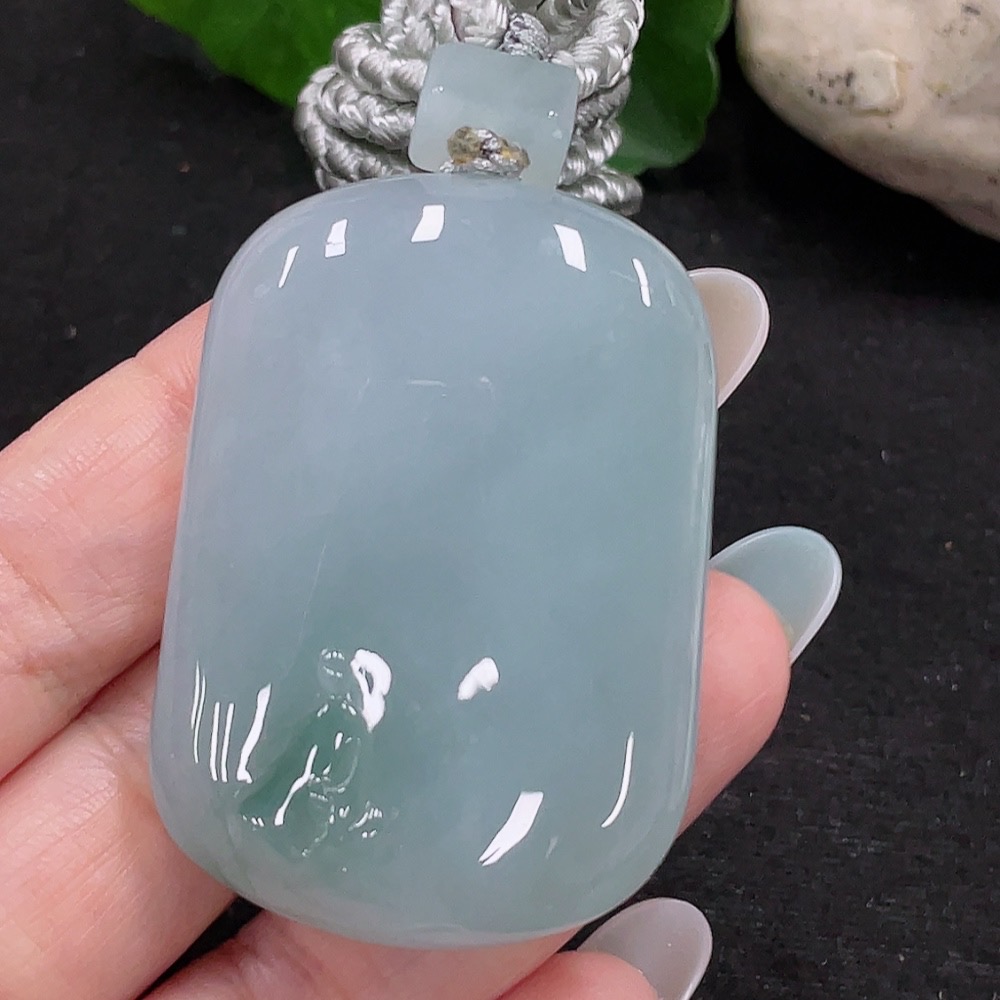 F33898317 Jadeite Enlightenment Pendant Total Weight Approx. 46.7g (Including Rope Weight)