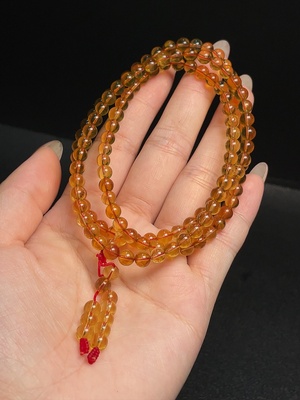 C34066280 Amber Beeswax Bead Chain, Total Weight Approx. 10.62g, Size About 5.2mm