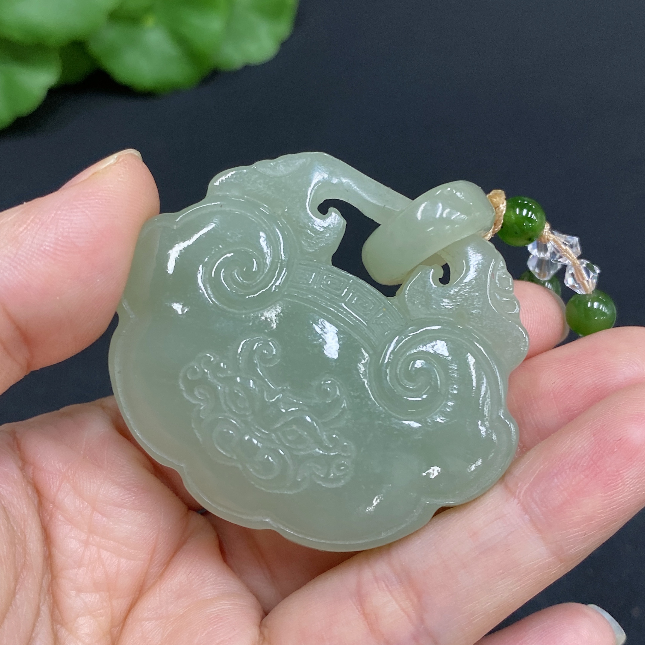 H34015585 Hetian Jade Pendant Antique Piece Total Weight Approx. (including chain, chain not Hetian Jade) 87.2g
