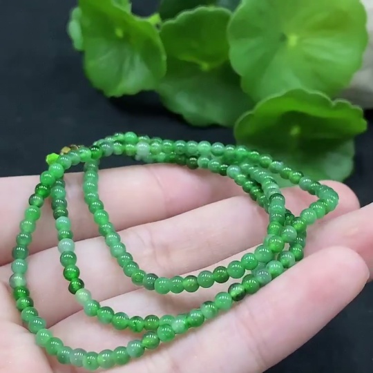 F35090047 Jadeite Beaded Necklace Approx. 3mm Total Weight About 7.76g Non-gold Inlaid