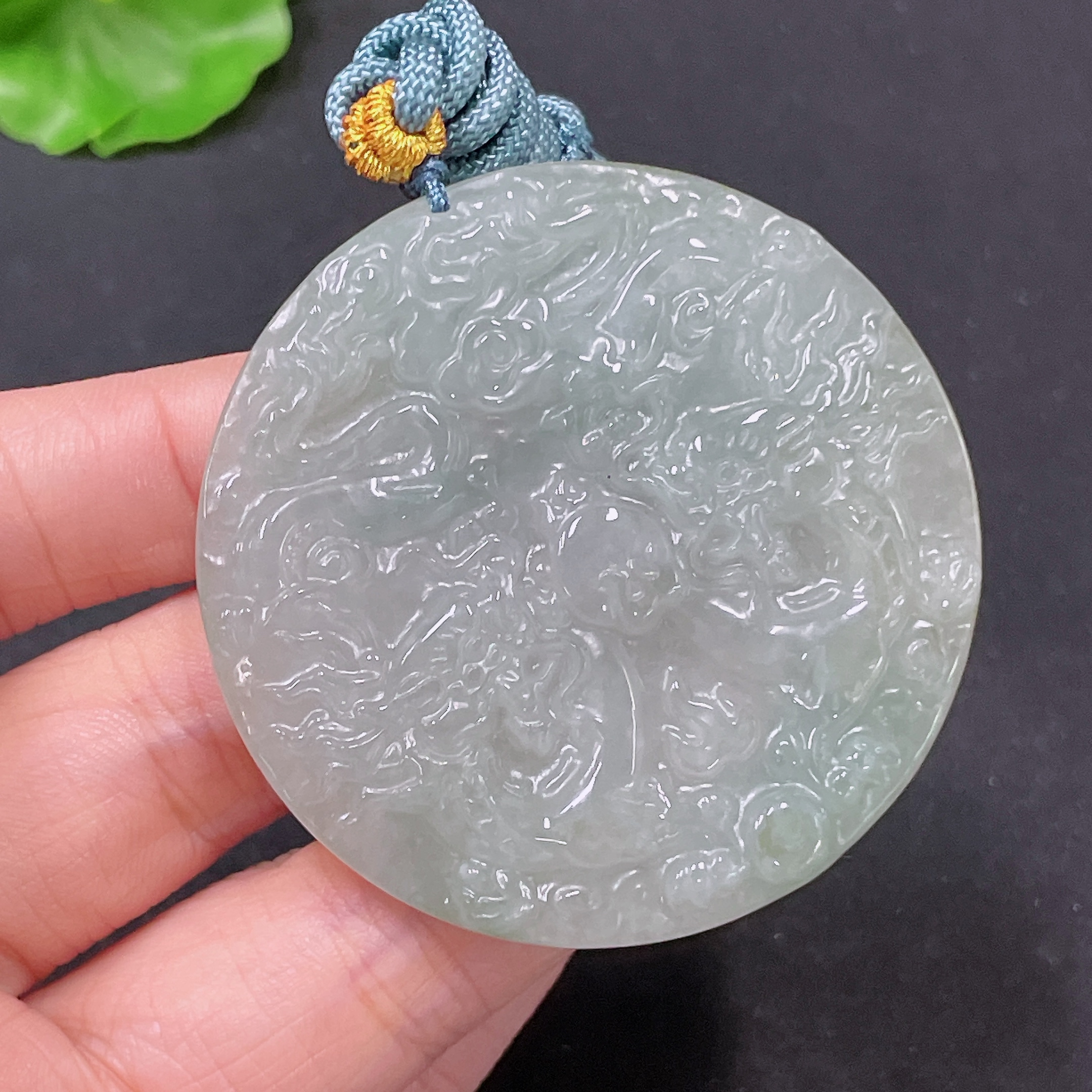 F35105356 Jadeite Pendant Dragon Plaque with Cord Total Weight Approx. 33.81g