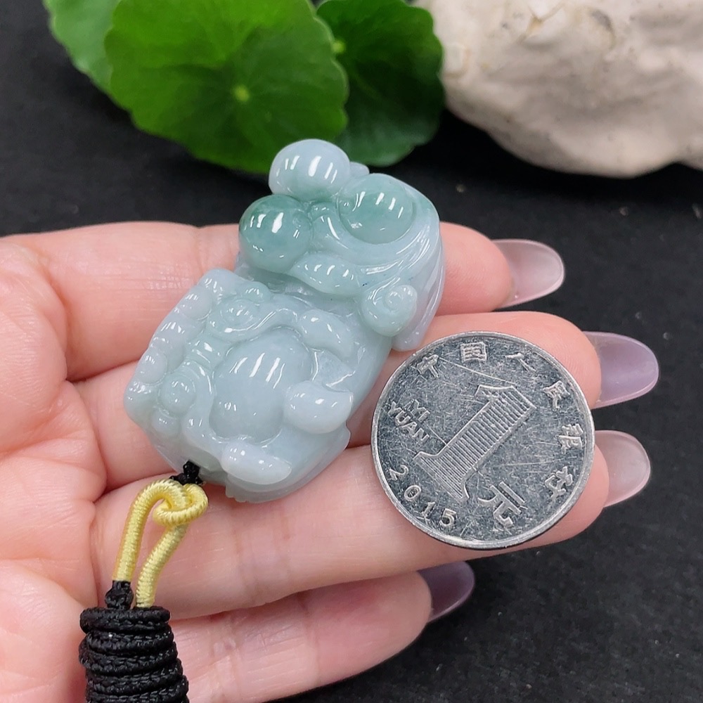 F34966161 Jadeite Pixiu Pendant Total Weight Approx. 31.2g (Including Rope Weight)