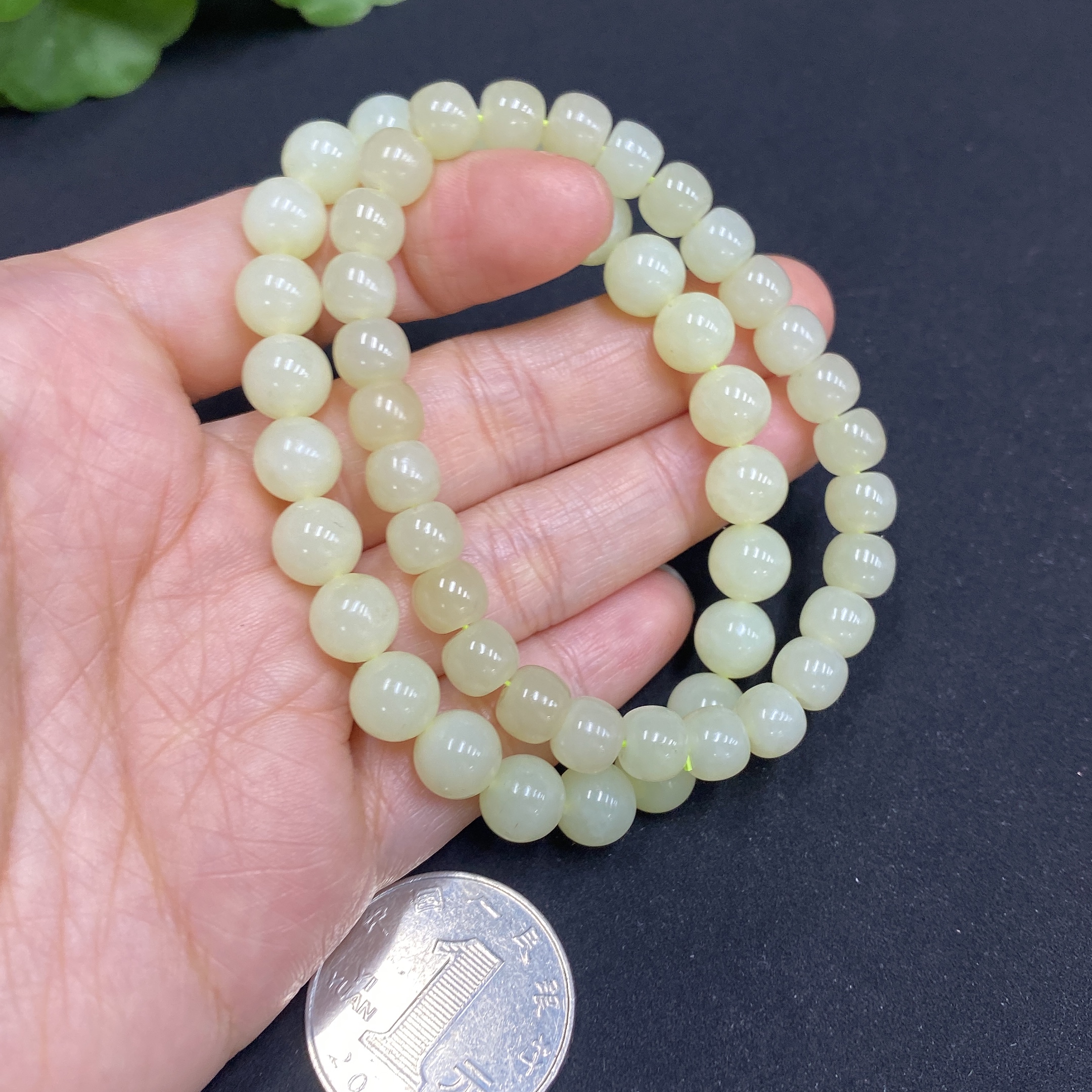H34971048 Hetian Jade Bracelet, Maximum Bead Size Approx. 7.7mm, Total Weight Approx. 31.5g