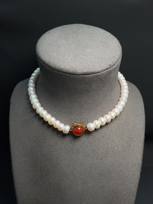 C20221781 Pearl Bead Necklace Non-Gold Setting Approx. 9.3mm Total Weight About 48.45g Non-Pearl Matching Beads