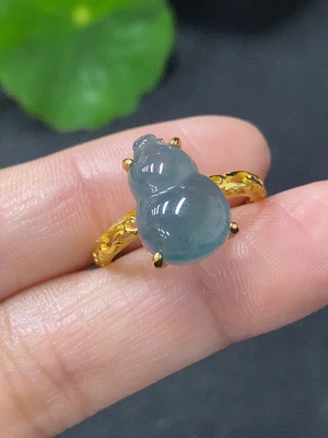 F35115885 Jadeite gourd inlaid ring Non-gold inlaid Adjustable size Total weight about 2.43g