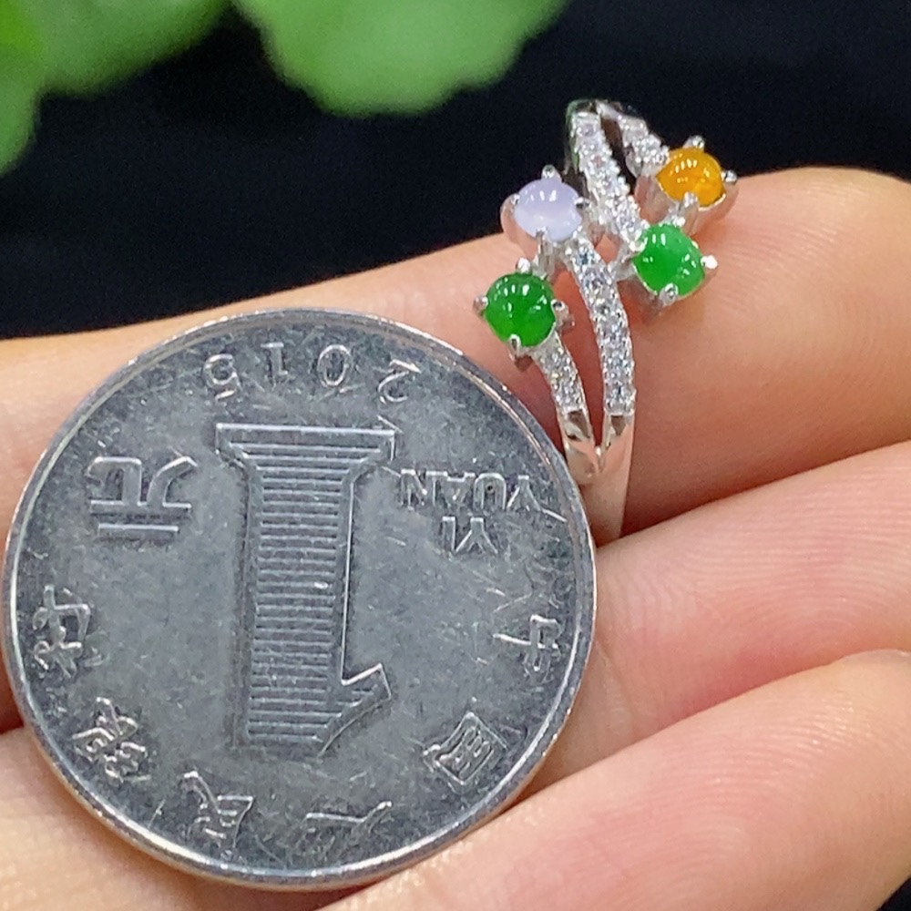 F32749652 Jadeite Inlay Non-Gold Adjustable Total Weight Approx. 2.28g Color Origin Undetermined