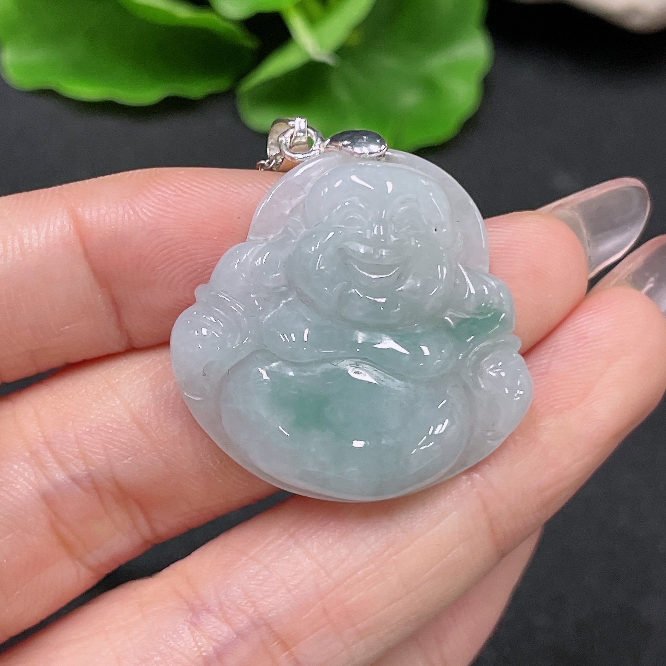 F34047103 Jadeite Pendant Buddha Non-Gold with Chain Total Weight Approx. 11.34g