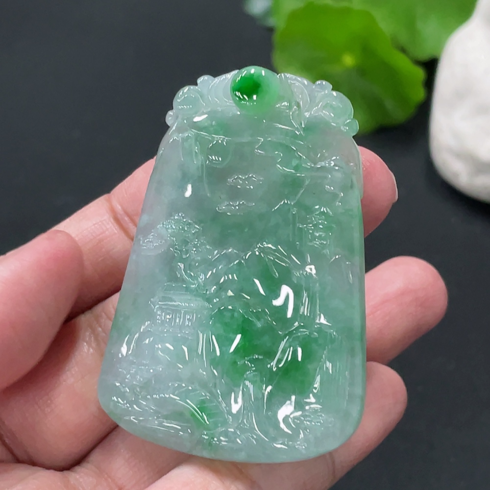 F34018416 Jadeite landscape pendant, total weight about 27g