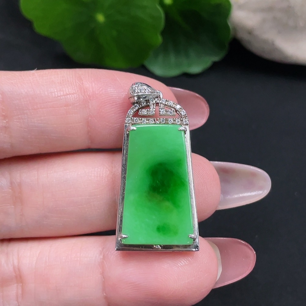 F34032697 Jadeite Inlaid Pendant Total Weight Approx. 3.6g (Non-gold Inlaid)