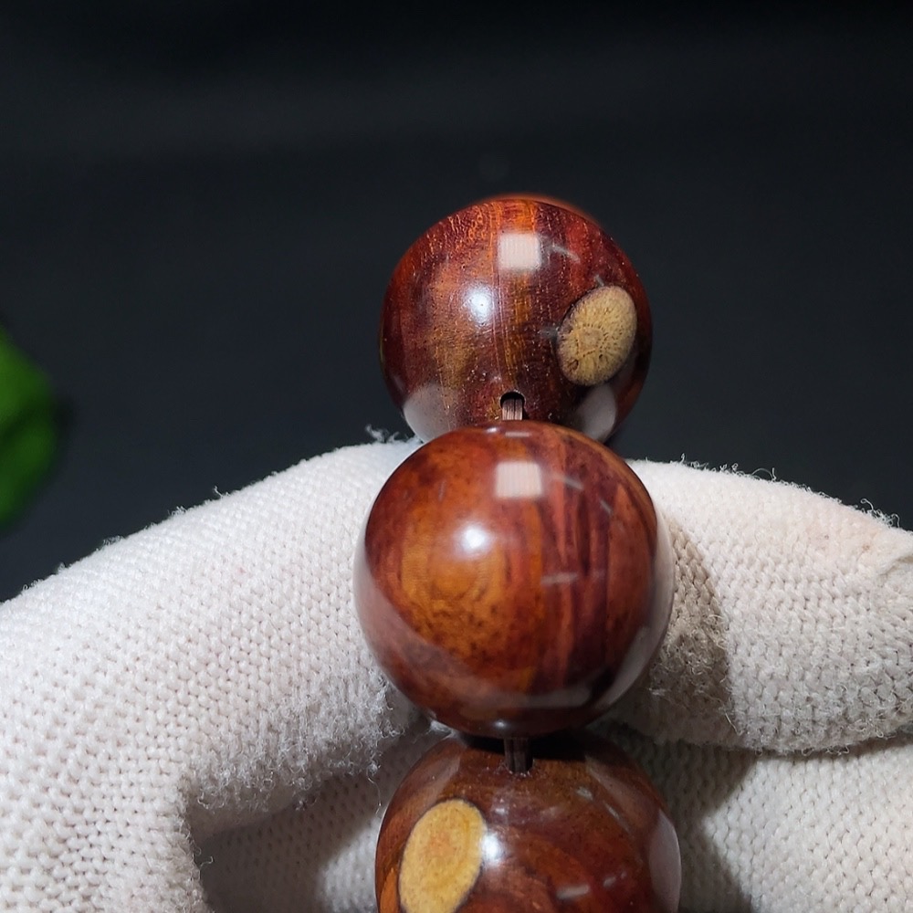 W33936975 Huanghuali Wood Bead Bracelet, Total Weight Approx. 43.7g, Size About 19.6mm