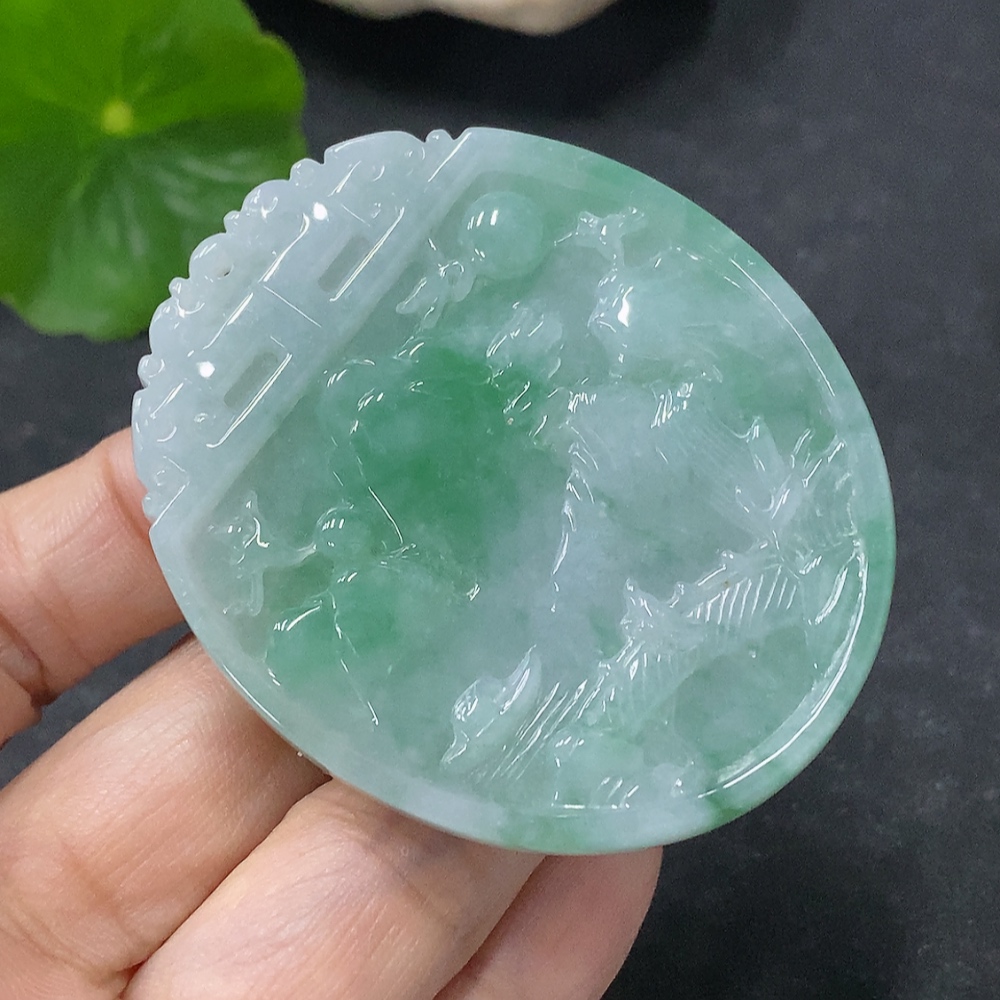 F33888261 Jadeite Landscape Pendant Total Weight Approx. 33.85g