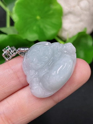 F34957852 Jadeite Buddha Pendant with Non-Gold Clasp and Chain, Total Weight Approx. 14.3g