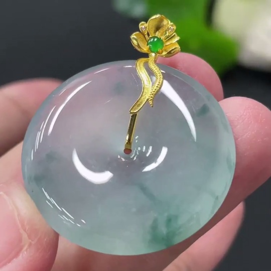 F35145496 Jadeite Pendant Peace Buckle 18k Total Weight Approx. 10.16g