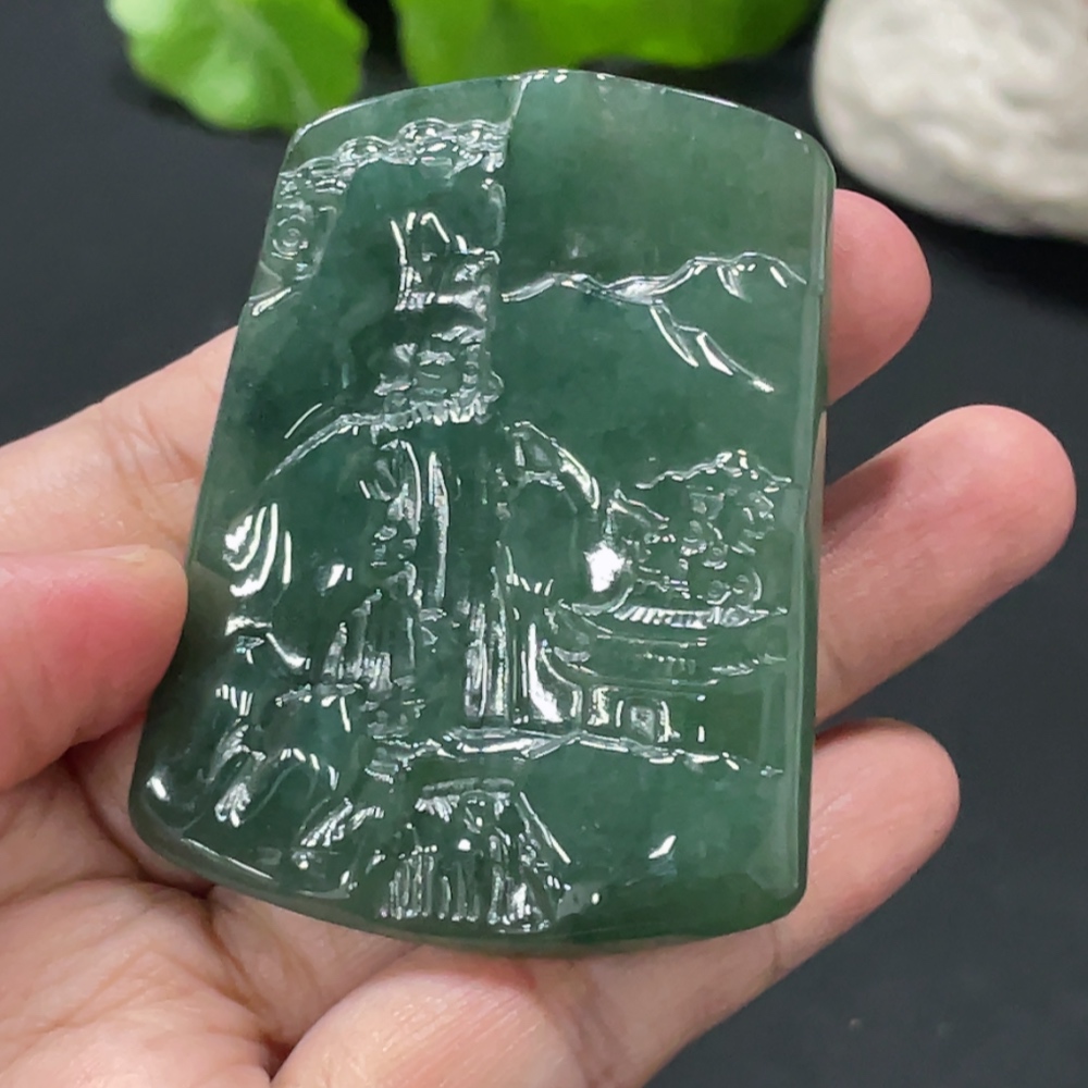 F32739616 Jadeitelandscape pendant, total weight approximately 48.16g