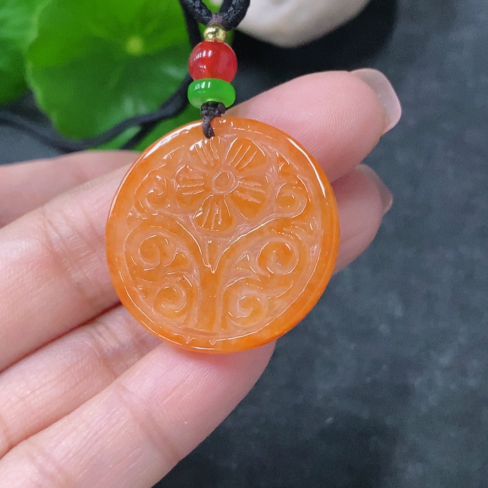 F34075974 Jadeite Antique Plaque Pendant with Non-Grade A Beads, Total Weight Approx. 7.76g