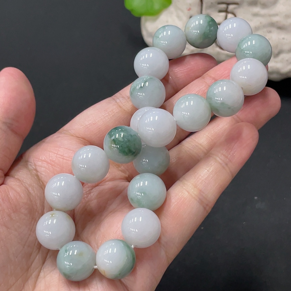 F35108786 Jadeite Bracelet Approx. 13.6mm Beads Total Weight Approx. 85.57g