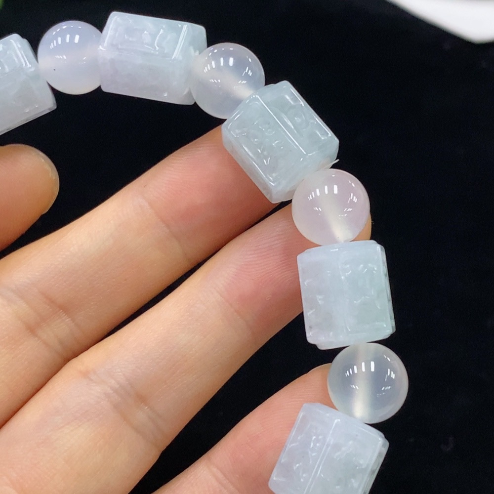 F31599826 Jadeite Bracelet Size 12.4mm Approx. Total Weight 51.22g With Non-A Grade Beads