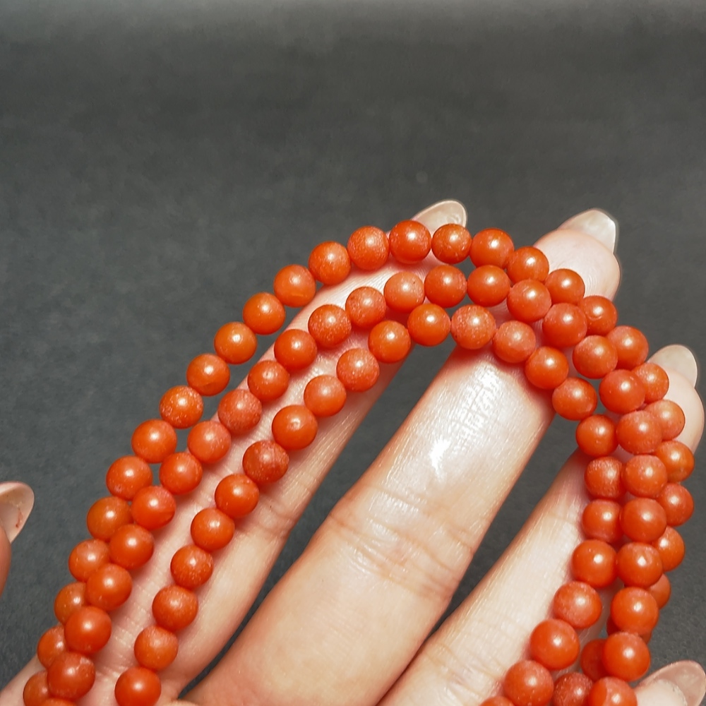 C33888822 South Red Agate Bead Necklace, Total Weight Approx. 25.92g, Bead Size 5.3mm