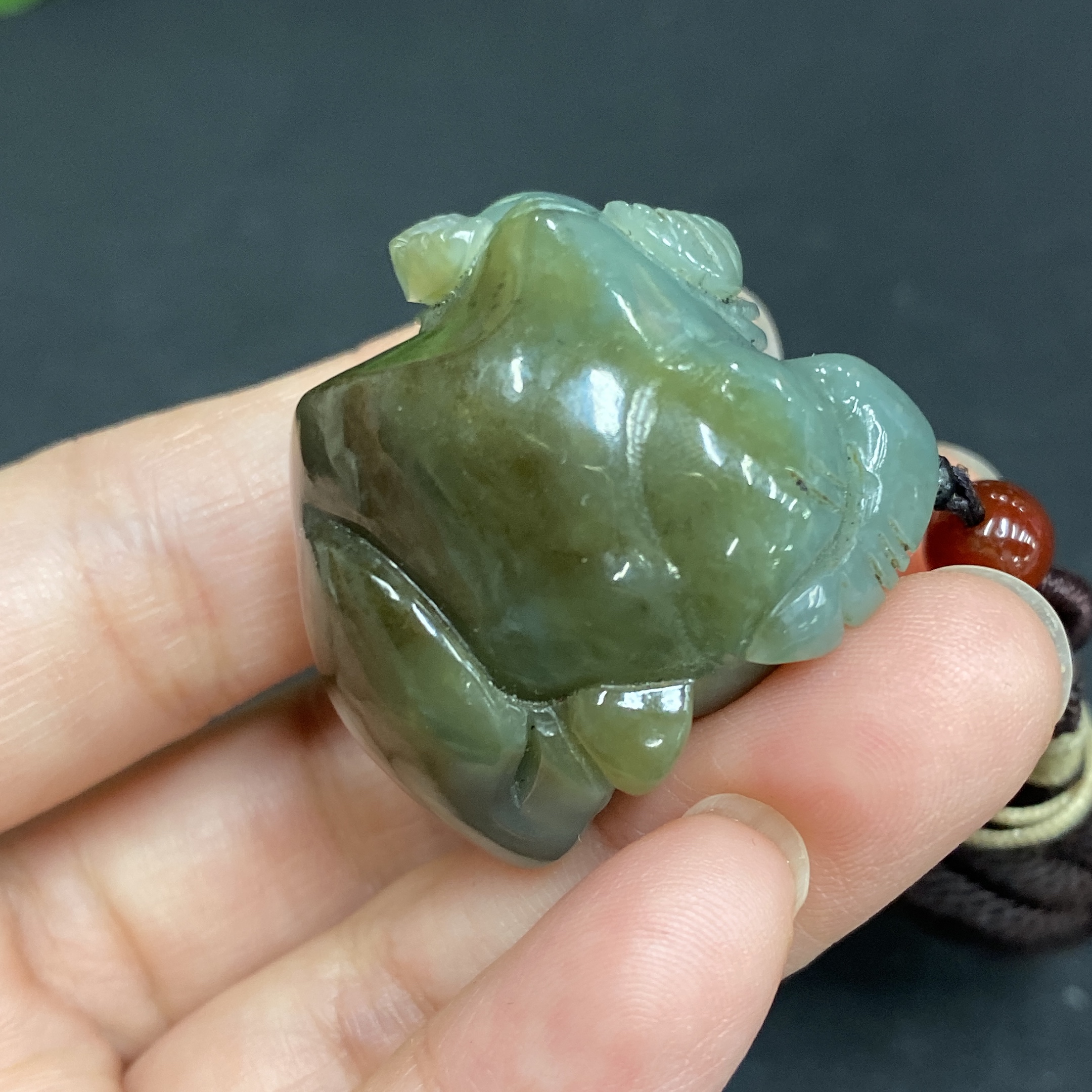 H33939693 Hetian Jade Pendant Ox Total Weight Approx. (Including Rope) 33.9g