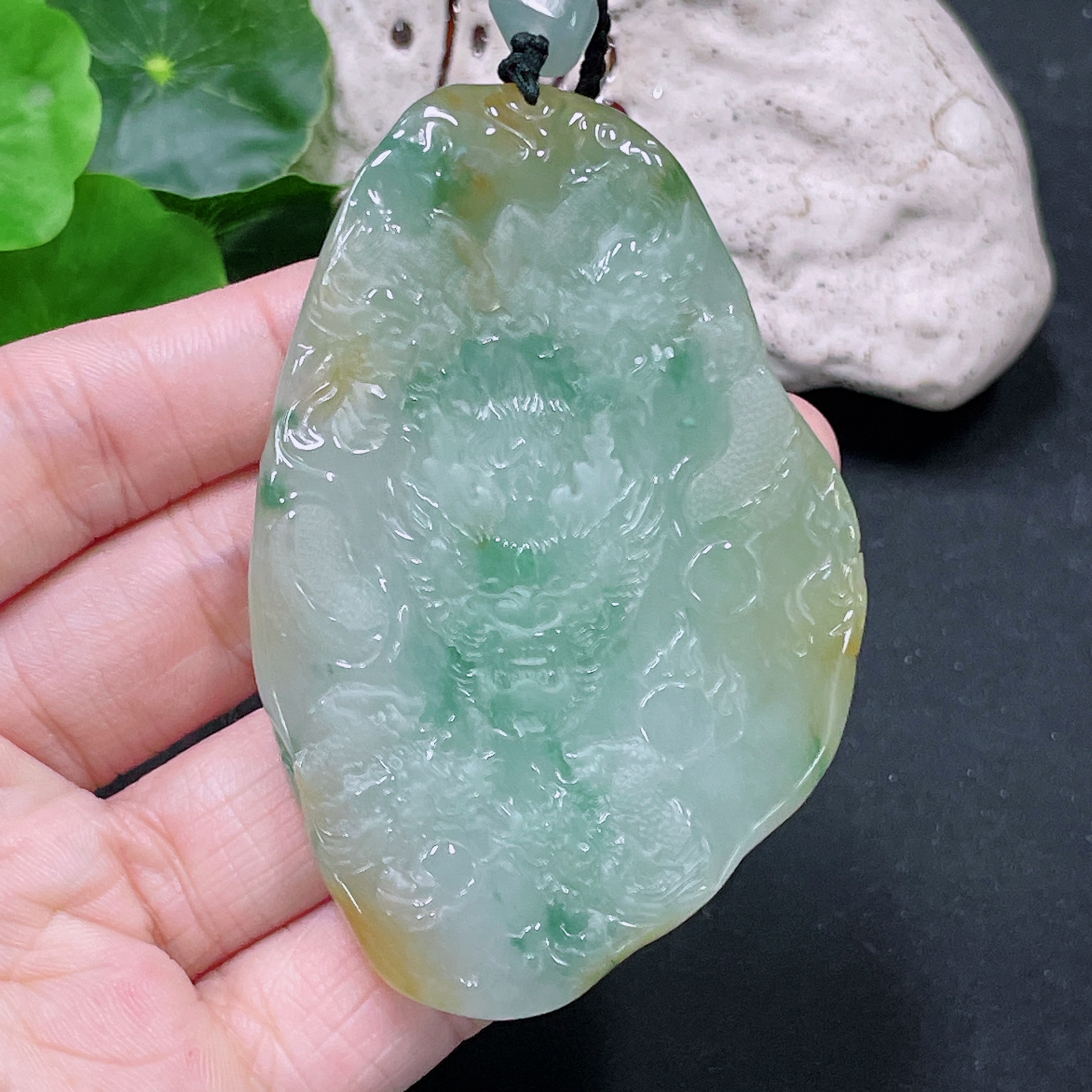 F33919282 Jadeite Divine Dragon Protector Pendant