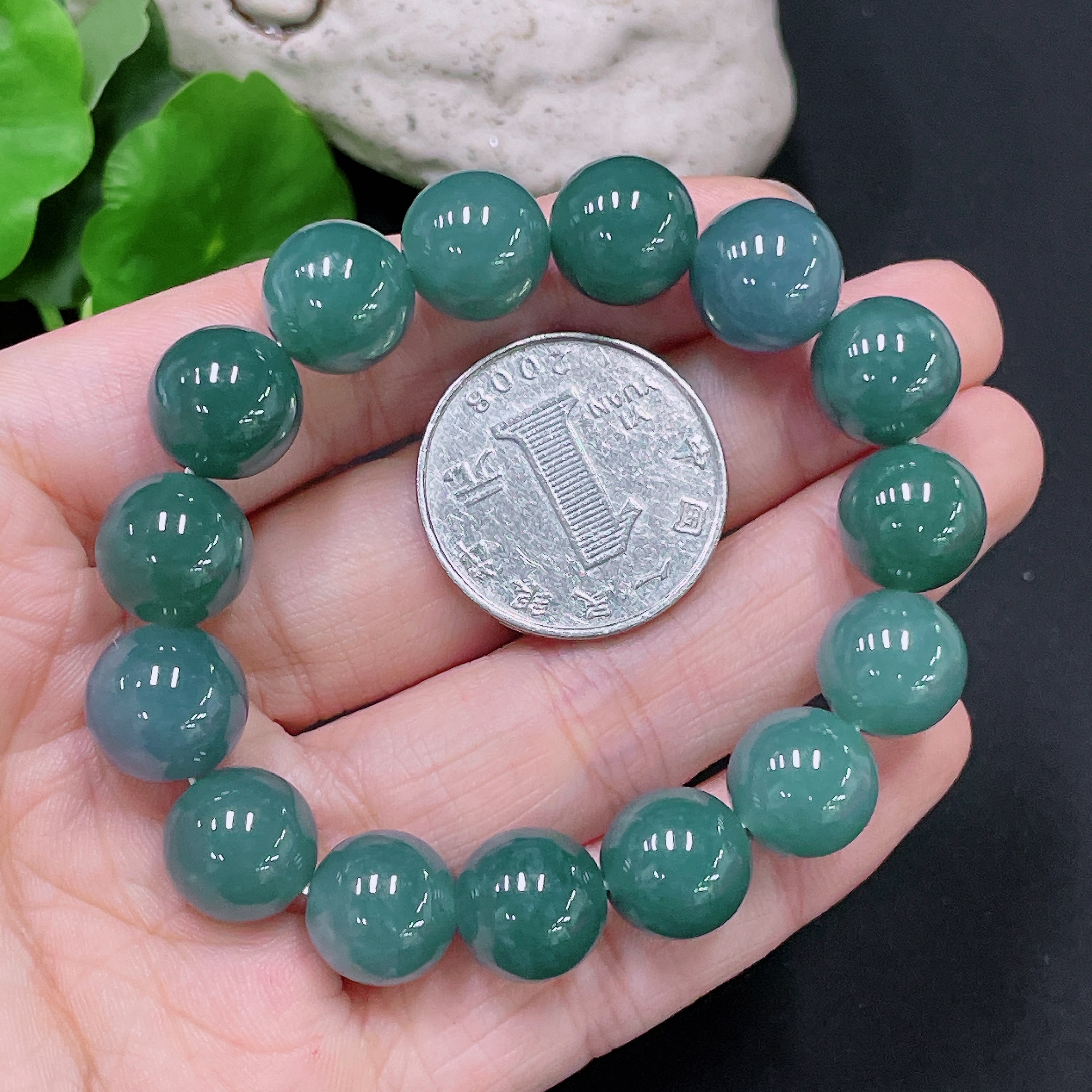 F33866307 Jadeite Bracelet Bead Size Approx. 11.8mm Total Weight Approx. 43.48g
