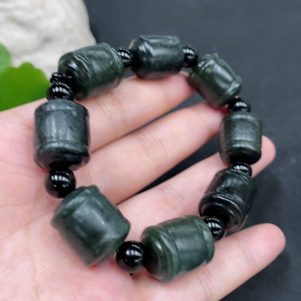 H30538467 Hetian Jade Bracelet (Non-Hetian Jade Beads) Total Weight Approx. 64.7g