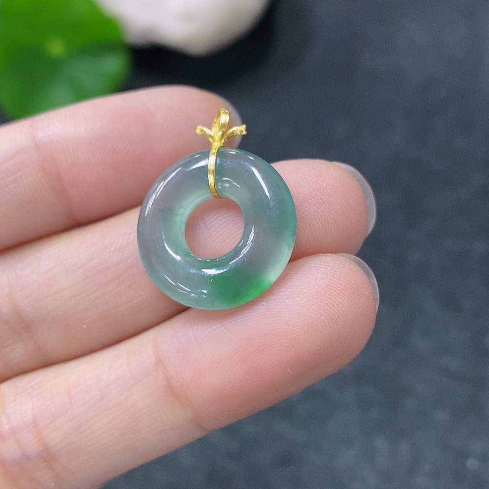 F34953849 Jadeite Pendant Donut 18k Total Weight Approx. 1.7g