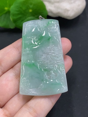 F33934079 Jadeite Landscape Pendant Non-Gold Inlaid Total Weight Approx. 23.3g