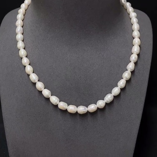 C34006586 Pearl bead necklace, non-gold, total weight approx. 37.87g, bead size approx. 7.3mm