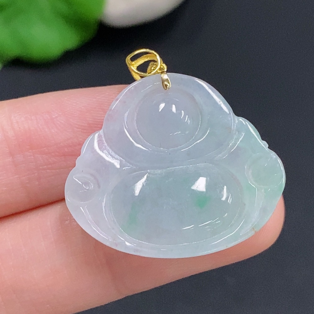 F31688494 JadeiteBuddha Pendant with 18K Gold Clasp, Total Weight Approximately 5.4g