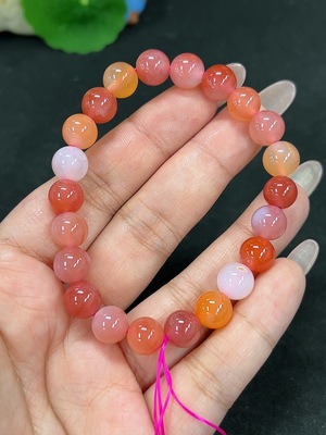 H41946142 盐源玛瑙手串 卡8.9mm左右 仅红色 货品总重约23.5g