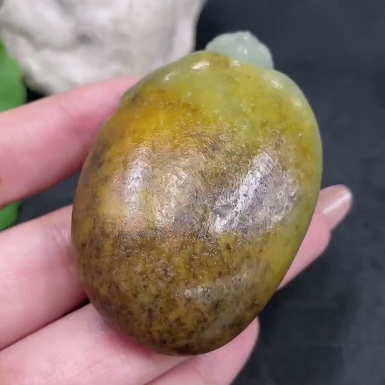 H32796842 Hetian Jade Handheld Carving - Dragon Turtle  Undetermined Skin Color Origin  Contains Other Mineral Components  Total Weight: Approx. 89.2g