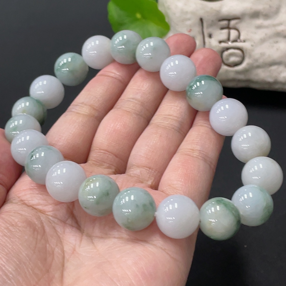 F35108786 Jadeite Bracelet Approx. 13.6mm Beads Total Weight Approx. 85.57g