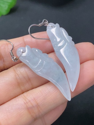 F35116890 Jadeite Inlaid Earrings Non-Gold Total Weight Approx. 8.68g