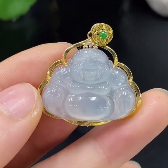 F29362118 JadeiteBuddha Pendant with 18K Gold Setting, Total Weight Approximately 5.62g