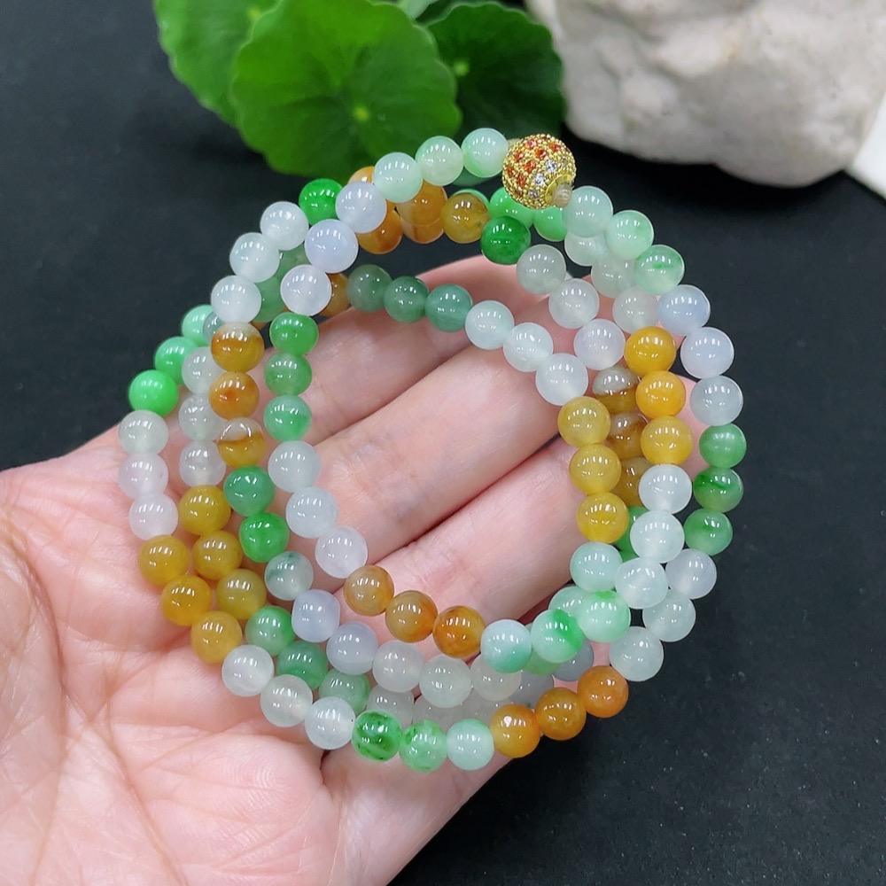 F31580531 Jadeite Beaded Necklace Approx. 6.2mm Total Weight Approx. 43.7g Non-gold Inlaid Color Origin Undetermined