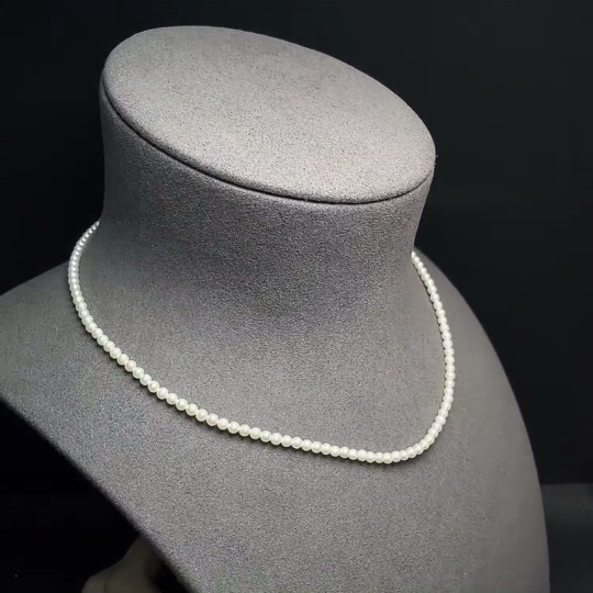 C30512490 Pearl Beaded Necklace Marked Red Not Gold Rest 18k Gold Card 3.2mm Approx Total Weight About 6.22g