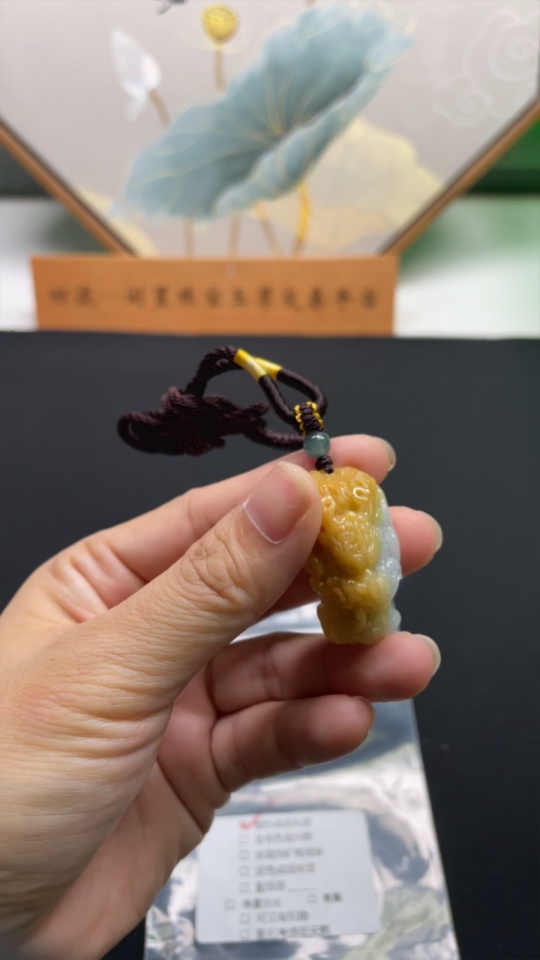 F30528707 Jadeitedragon head pendant with cord, total weight approx. 15.8g (Color origin undetermined)