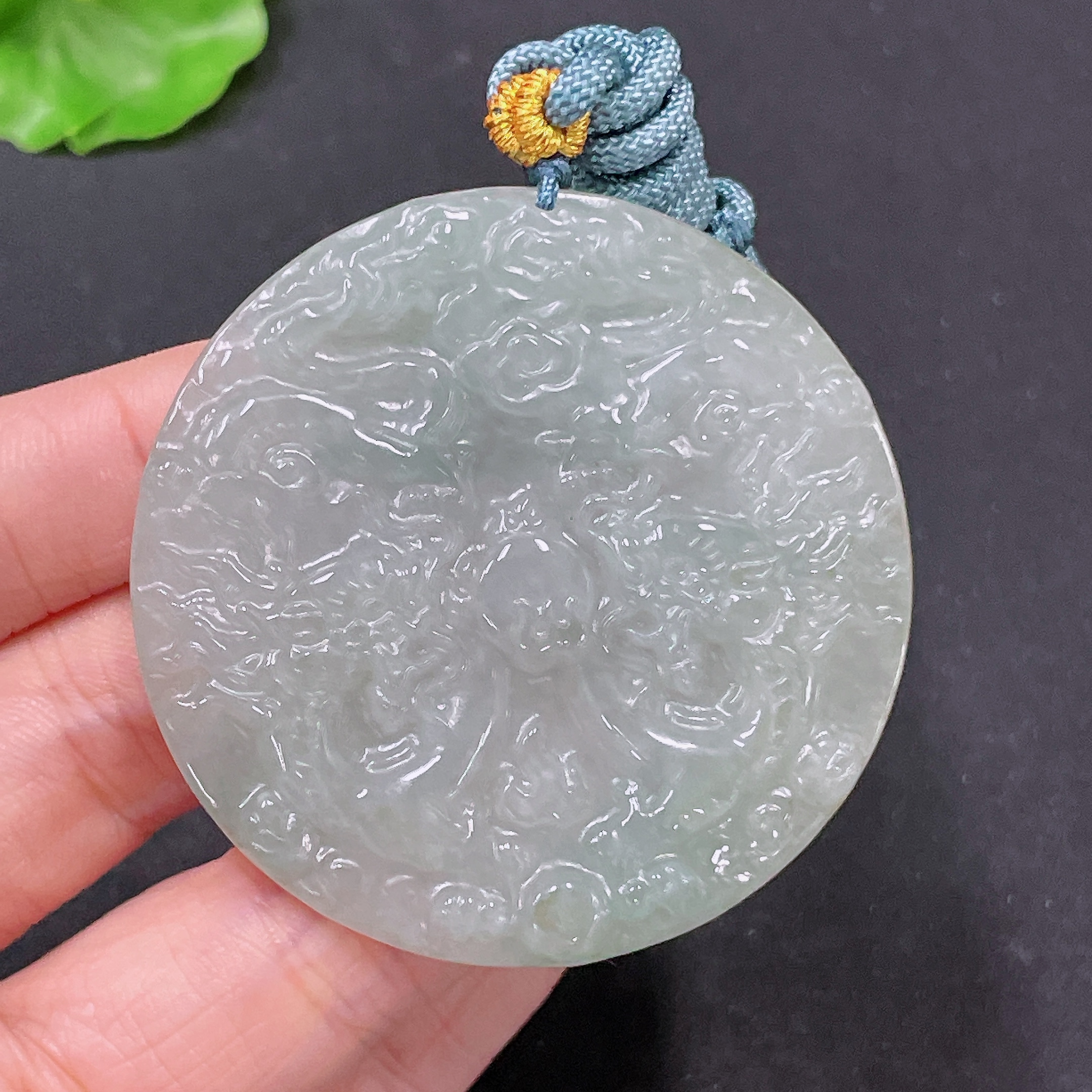 F35105356 Jadeite Pendant Dragon Plaque with Cord Total Weight Approx. 33.81g